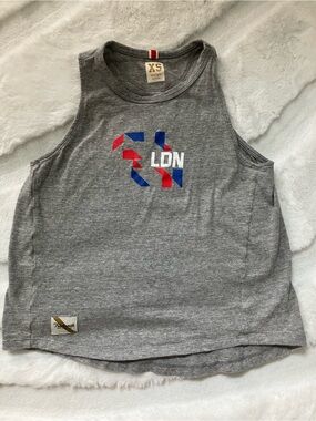 Grayboy tank London Marathon Tracksmith with Red & Blue LDN Graphic